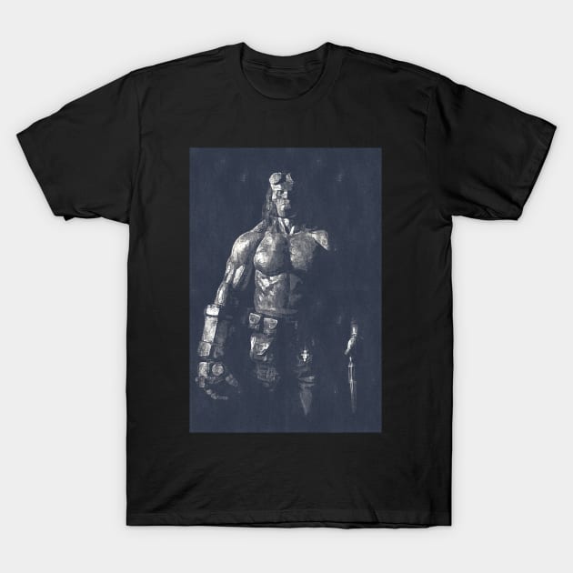 Hellboy Black and White T-Shirt by Phantomgamer19